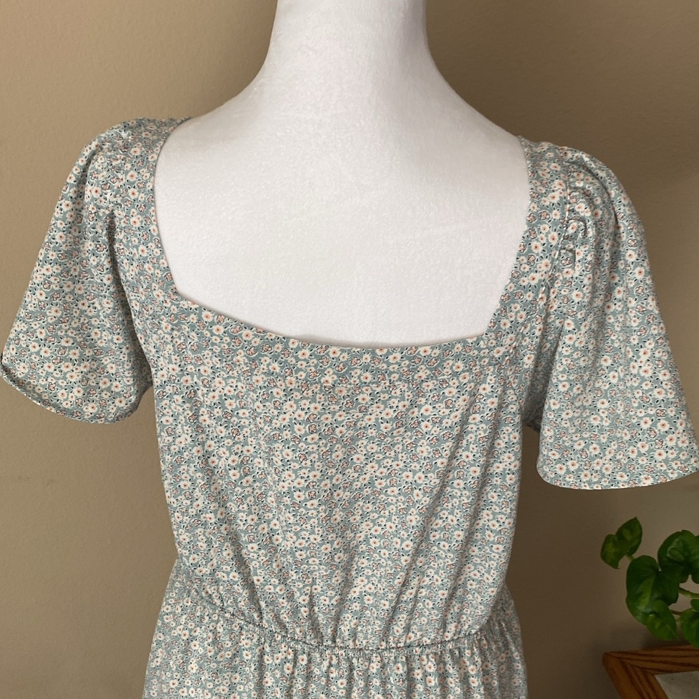 Monteau Los Angeles Light Blue Floral Midi Dress Large - Picture 5 of 8